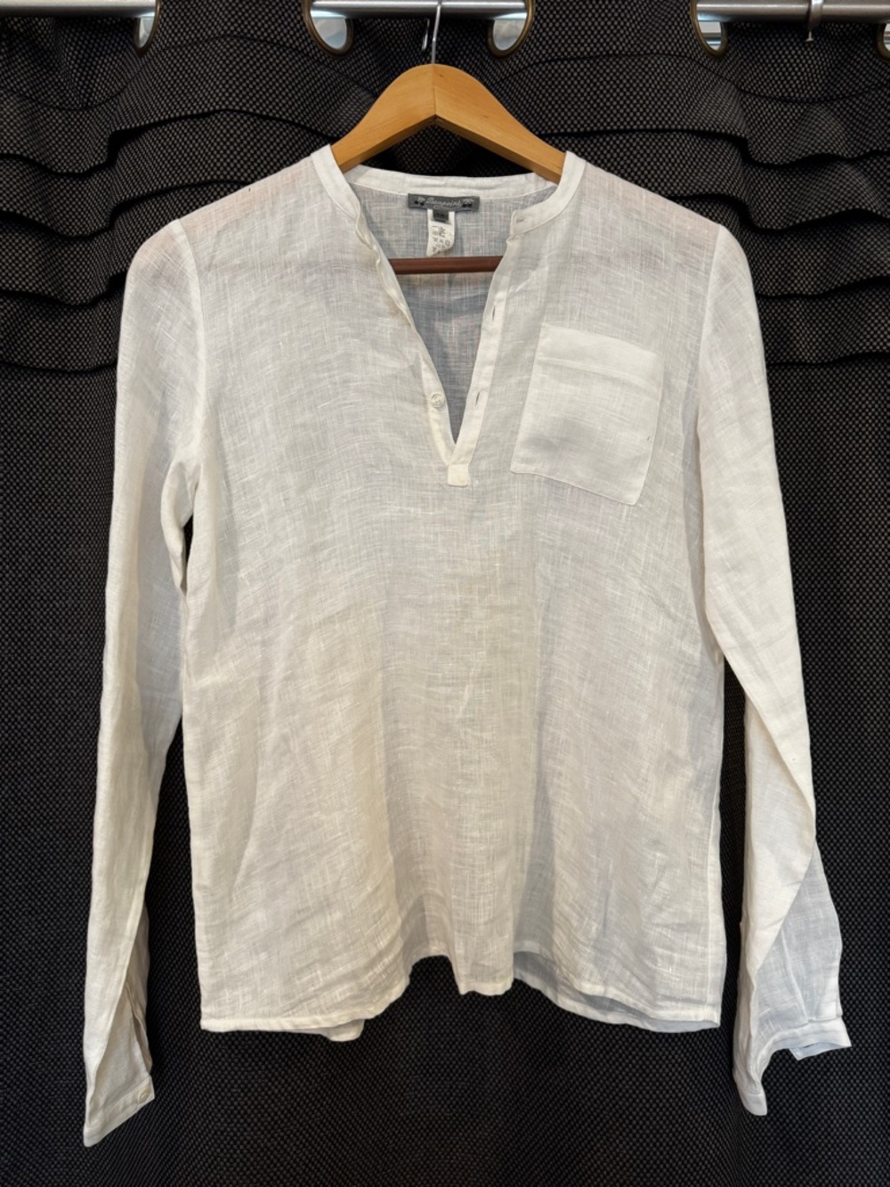 Bonpoint White 100% Linen Pullover Shirt